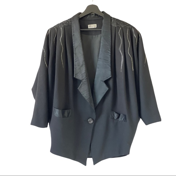 Vintage Black Wool Jacket with Embroidery - Picture 1 of 3
